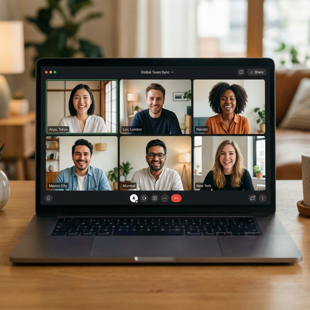 Global team video conference - International collaboration