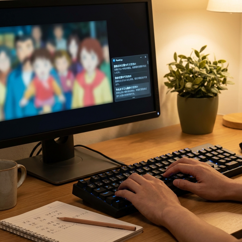 Learn Japanese watching anime with real-time transcription on desktop