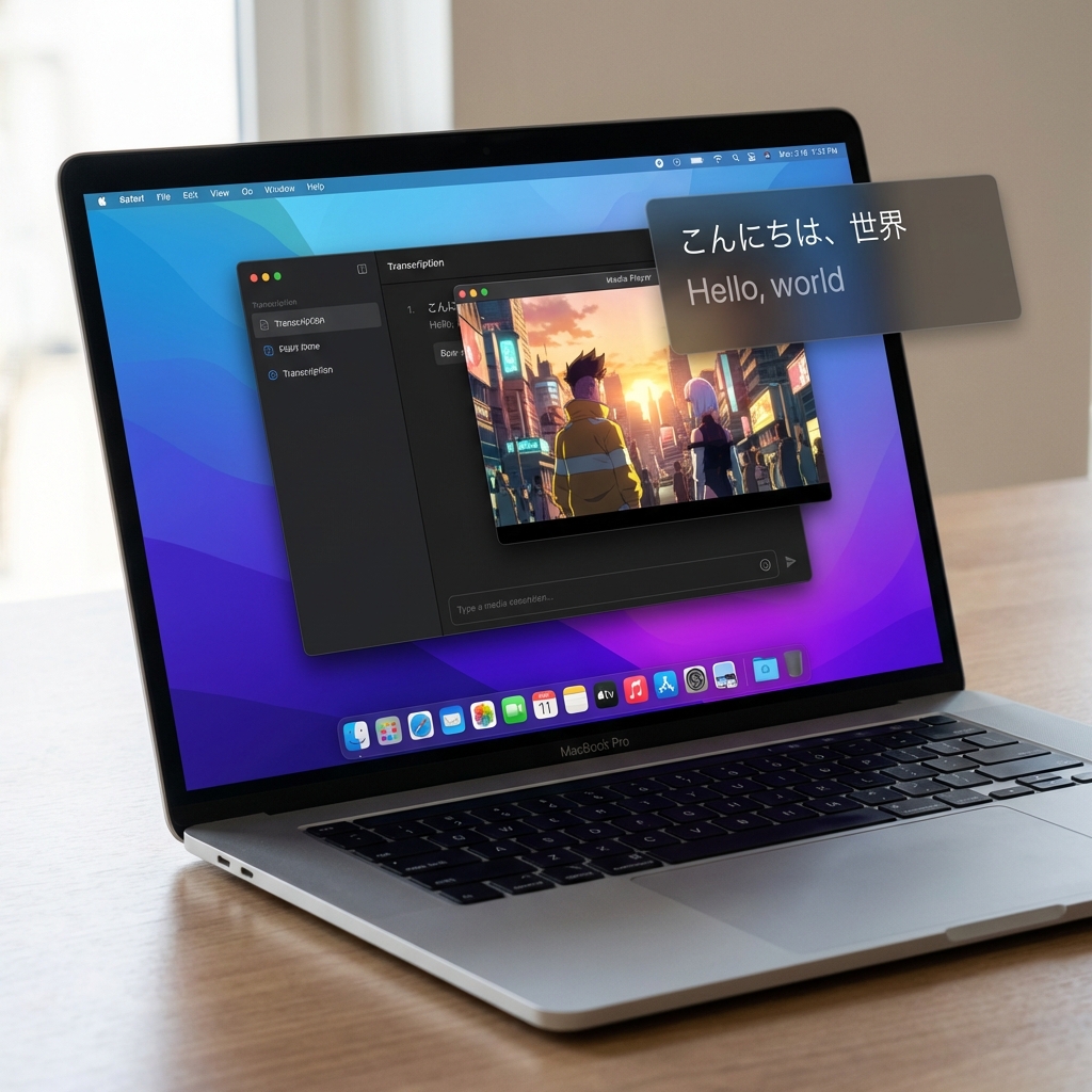 FluentCap real-time transcription - Japanese to English translation